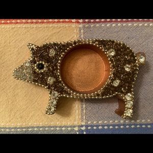 Pier 1 Beaded Pig Tea Candle Holder